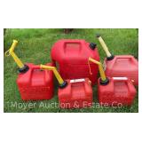(5) Gas Cans, 1-5 Gallons