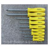 (9) Snap-On Torx Screwdrivers, Yellow