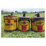 (3) Penzoil 5gal. Metal Can