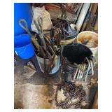 Group of Large U Bolts, Turnbuckles, Etc., Sitting in Oil