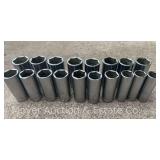 (18) Snap-On Deep Metric Sockets, 1/2' Drive, TSM Series