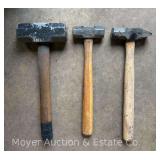 (3) Wood Handled Sledge Hammers