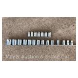 (21) S-K 1/2' Drive SAE Sockets, with Organizers