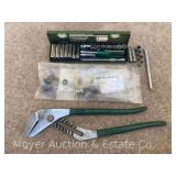 Group of Asst. S-K 1/4' Drive Sockets, Parts, Large Adjustable Pliers, Etc.