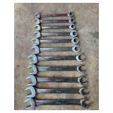 (11) Snap-On SAE Open End/Flare Nut Wrenches, RXS Series