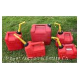 (5) Gas Cans, 1-5 Gallons