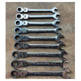 (9) GearWrench Metric Flex Head Ratcheting Wrenches