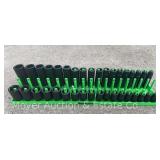 Snap-On 36 Piece 1/2' Drive Metric Impact Socket Set, with Green Snap-On Organizer