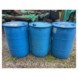 (3) Blue Poly 55 Gallon Drums