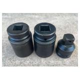 (2) Large Snap-On 1' Drive Sockets and Extension