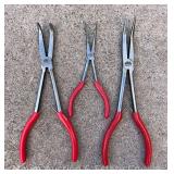 (3) MAC Long Reach Bent Needle Nose Pliers