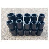 (10) Snap-On Metric Swivel Sockets, 1/2' Drive, IPLM Series