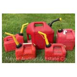 (5) Gas Cans, 1-5 Gallons