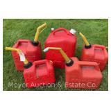 (5) Gas Cans, 1-5 Gallons