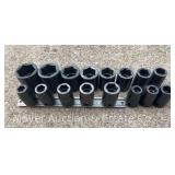 (16) Snap-On SAE Impact Sockets, 1/2' Drive, IM Series