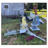 (2) Lawn Decor Windmills, Wood, 37” Tall Base, One for Parts