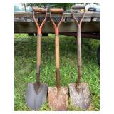 (3) Short Handled Spade Shovels