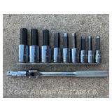 (9) Piece Proto Metric Hex Socket Set, with 8' Breaker Bar, All 1/2' Drive