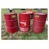 (3) Kendall 55gal. Metal Drums