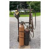 Welding Cart with Oxygen and Acetylene Tanks