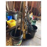 (2) Buckets of Allthread, Turnbuckles, Etc., Sitting in Oil