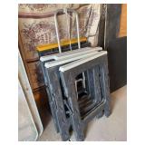Group of Folding Poly Sawhorses and Collapsible Dolly