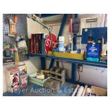 Contents of Workbench: Shop Fluids, Nails and Screws, Stereo, Fire Extinguishers, Etc.