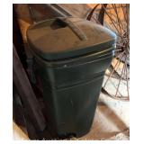 Rubbermaid Trash Can, Full of Newspaper