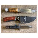 (3) Fixed Blade Knives, one With Sheath