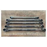 (5) Carlyle Metric Long Reach Flex Head Ratcheting Wrenches