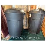 (2) 32 Gallon Trash Cans, Full of Newspaper