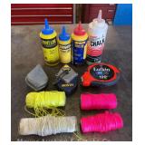 Group of Chalk Reels, Line, and Powder