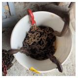 (3) Partial Chains, One with Choker, Approx. 4ft., 5ft., and 7ft., Hooks on One End