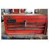 Snap-On Metal Tool Box, 3 Drawers with Lift Top, with Key, 26'x15'x13'h
