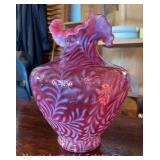 Cranberry Glass Vase, 11”h