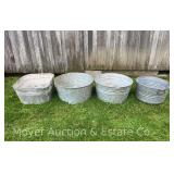 (4) Galvanized Washtubs