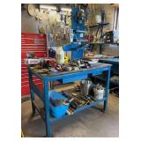 Steel Shop Workbench, Appears Hand Fabricated, Outfitted with Air Hookup, 2 Drawers, 51'x30'x81'h Overall