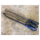 (3) Snap-On Pry Bars, 16.5'-17.5' Long