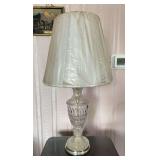 Pair of Crystal Clear Handcrafted Lead Crystal Table Lamps, 31”h