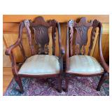 (2) Mahogany Library Chairs, Antique