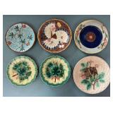 (6) Majolica Plates, 7.5"-9"w