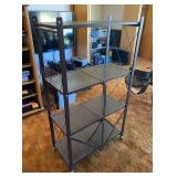 4 Shelf Folding Cart on Casters, Metal, 28"x13.5"x49"h