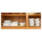 Group of Corelle Bowls and Mugs with Corningware Casserole Dish