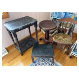 Group of Furniture: Side Table, Piano Stool, Child's Chair, and Footstool, Antique