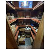 Contents of Basement Shelves: China, Glass, Serving-ware, Dishes, Etc.