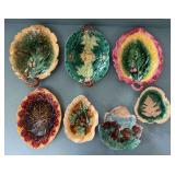 (7) Majolica Leaf Plates, 6.5"-12.5"w
