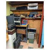 Contents of Corner: Components, Reel to Reel Recorders, Etc.