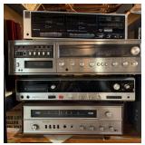 Group of Vintage Stereo Components: Sanyo RD W44, Fisher MC-4010, Realistic STA-65, Lafayette LRK-855,