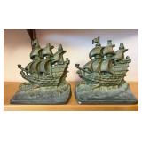 Pair of Cast Iron 'Sailing Ship' Bookends, 5.5"h