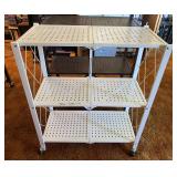 3 Shelf Folding Cart on Casters, Metal, 28"x13.5"x34"h